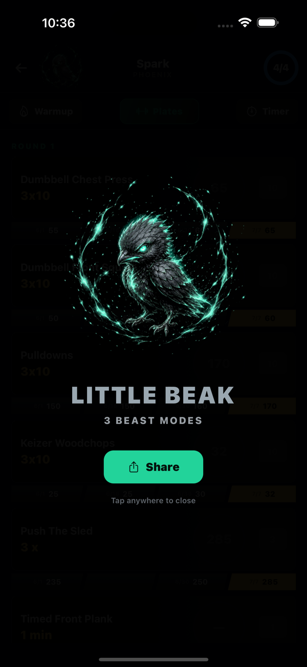Beast status share screen